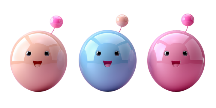 3D speech bubble icon isolated, Shiny pink bubble transparent background