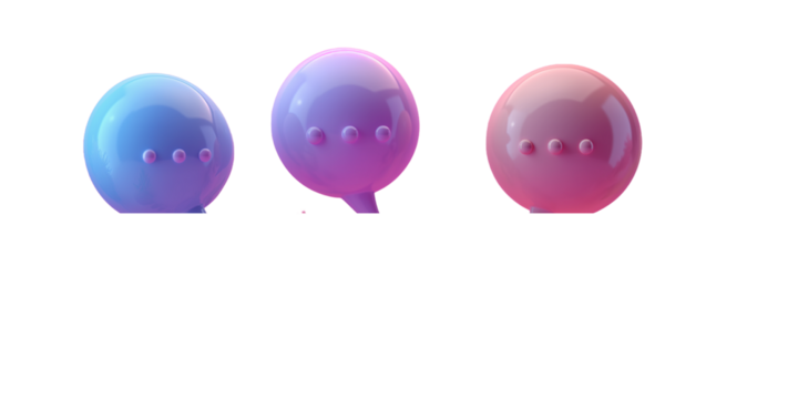 3D speech bubble icon isolated, Shiny pink bubble transparent background