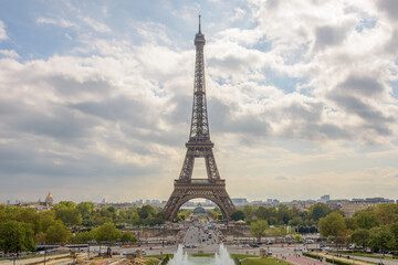 Fototapeta premium Beautiful landscape of the iconic Eiffel Tower in Paris, France.