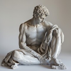 Ancient Greek Statue of a Seated Male Figure