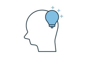 Positive thinking icon. icon related to mental health. suitable for web site, app, user interfaces, printable etc. flat line icon style. simple vector design editable