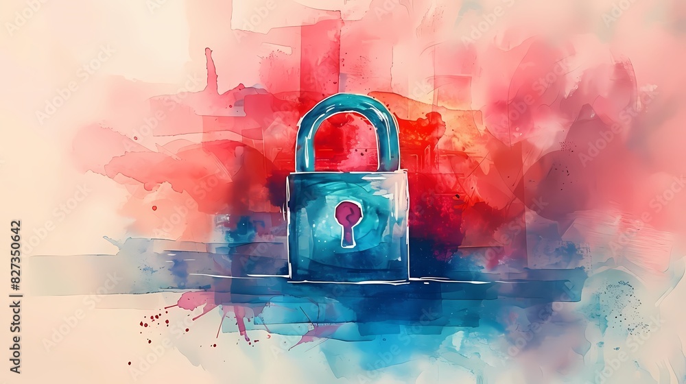 Poster see a flat design of a digital lock on a data file