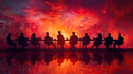 Fototapeta premium silhouette of a people at a meeting
