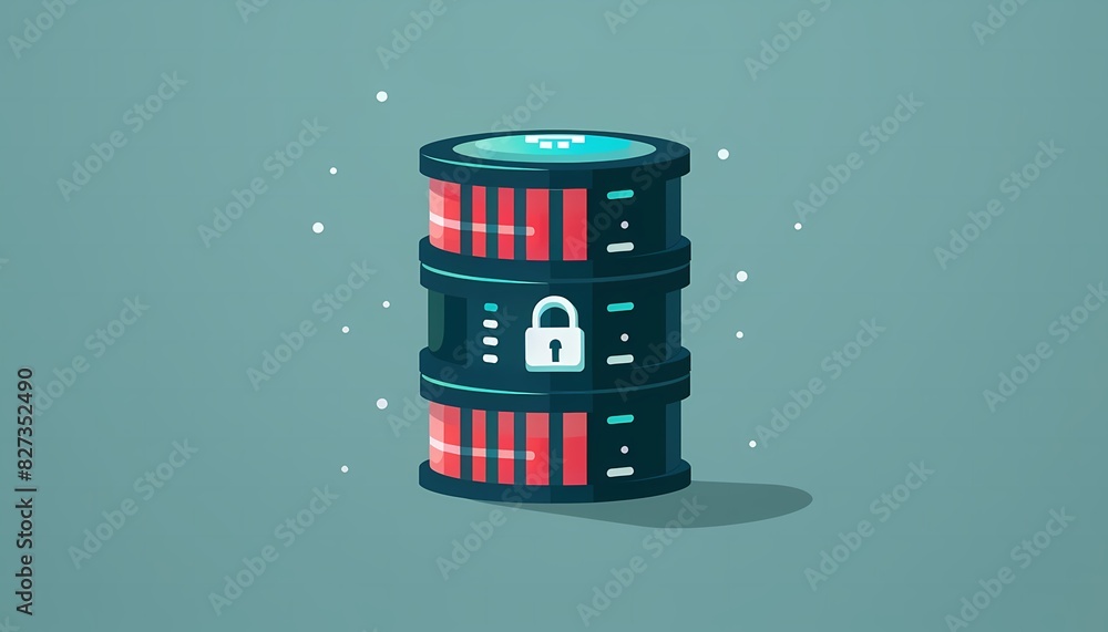 Poster imagine a flat design of a protected database icon