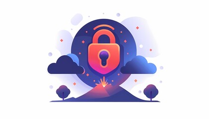 Naklejka premium Visualize a flat design of a VPN icon ensuring a secure internet connection