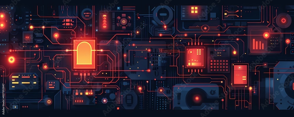 Aufkleber imagine a flat design of a network vulnerability being patched