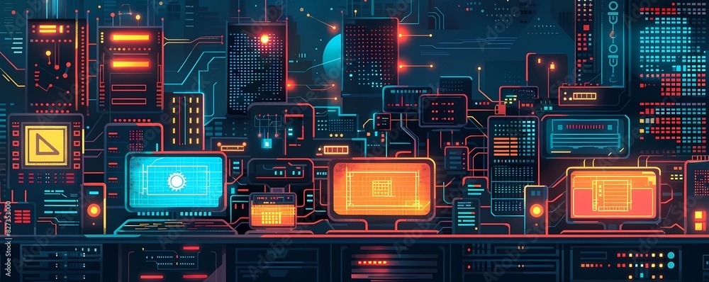 Poster imagine a flat design of a network vulnerability being patched