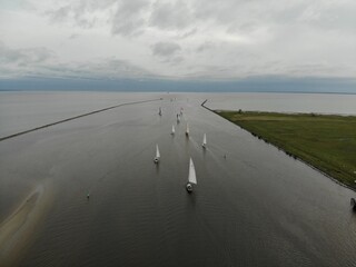 Yachts go out from the bay!