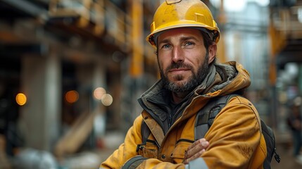portrait of an engineer standing at construction site