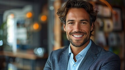 Fototapeta premium portrait of a handsome smiling business man isolated on white background