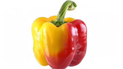 A photo of a red and yellow bell pepper, isolated on a white background