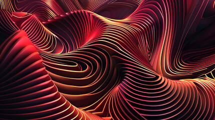 Abstract wavy lines in red and black gradient