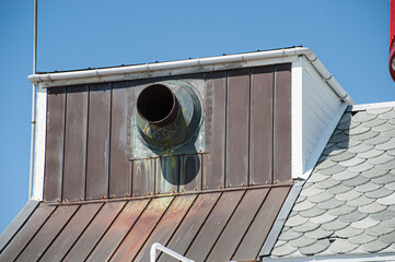 Old but still functioning foghorn at a lighthouse.