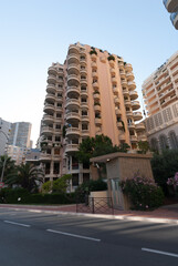 Apartment complexes by a beach.