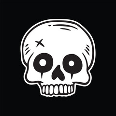 skull art illustration hand drawn black and white
