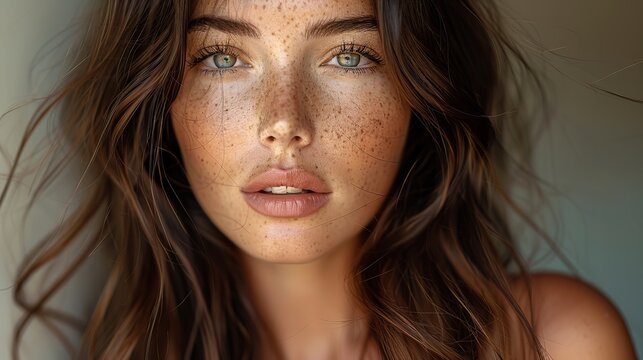 gorgeous brunette sporting a brown lip colour lovely brunette girl with long hair an up close view of a young brunette woman