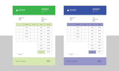 Web business invoice design