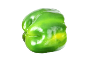 Fresh green bell pepper on white background