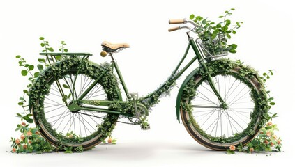 Fototapeta premium Overgrown Bicycle with Lush Foliage