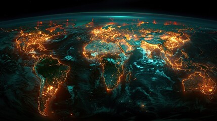 Fototapeta premium concept of a world network on a world map worldwide network earth