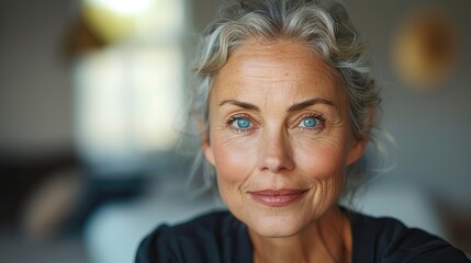 Fototapeta premium close up portrait of beautiful senior woman smiling beauty skincare on white background generative a
