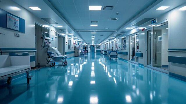 The man in the repairman is holding a mop in a white suit, cleaning the protective clothing of the new epoxy floor in an empty warehouse or car service center.
