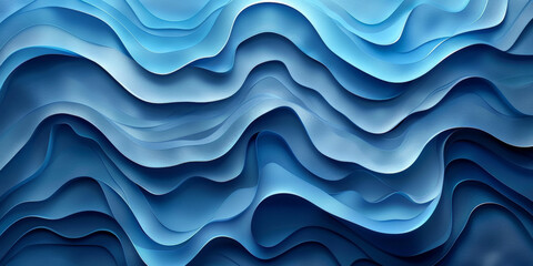 Fototapeta premium Vibrant abstract blue wave pattern background with layered design elements in a dynamic, fluid arrangement creating a visually captivating banner and web poster template. Abstract blue paper cut.banne
