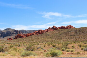 Beautiful view of a hillside with unique rock formations. Valley of Fire State Park, Nevada, USA