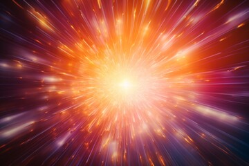 Vibrant Illustration Of Light Burst With Speeding Particles In Cosmic Space. Generative AI