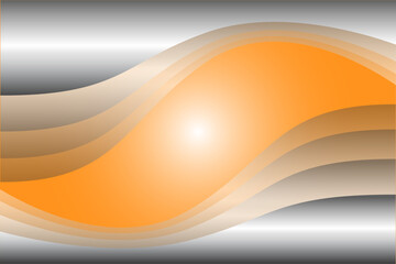 Silver orange wavy business background, elegant 3d illustration.
