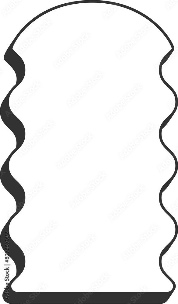 Poster wavy border frame. rectangle scallop edge box. retro cute rectangle shape. squiggle groovy aesthetic