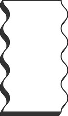 Wavy border frame. Rectangle scallop edge box. Retro cute rectangle shape. Squiggle groovy aesthetic decorative design with shadow.
