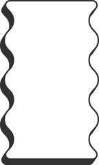 Wavy border frame. Rectangle scallop edge box. Retro cute rectangle shape. Squiggle groovy aesthetic decorative design with shadow.