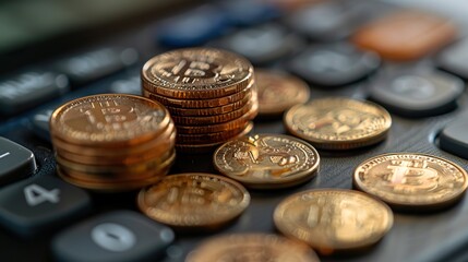 An image of a calculator and coins, symbolizing financial calculations.