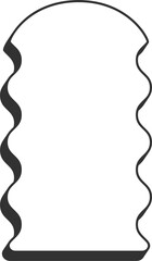Wavy border frame. Rectangle scallop edge box. Retro cute rectangle shape. Squiggle groovy aesthetic decorative design with shadow.