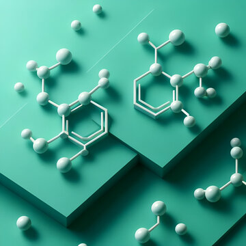 "Chemical Diagrams of Short Isomers on a Sea Green Background"





