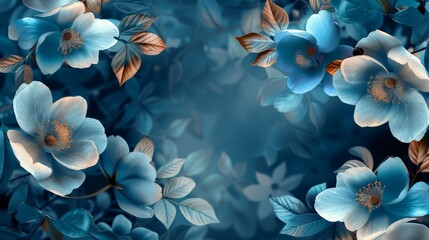 Blue Floral Flower Wallpaper Design