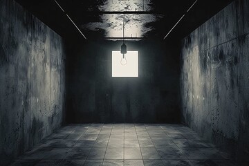 Desolate Concrete Cell with a Window