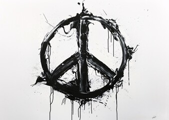 Peace Sign with Splatter Art Style