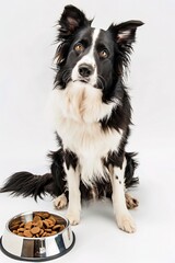 Collie Puppy with Food Bowl: A Portrait of Pet Ownership