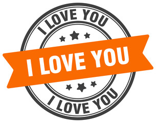 i love you stamp. i love you label on transparent background. round sign