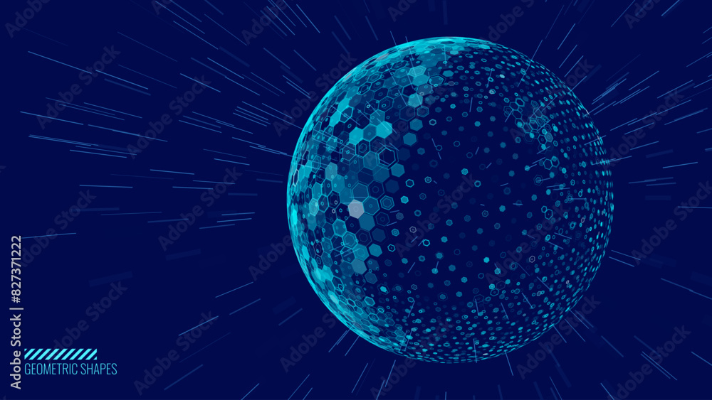 Aufkleber geometric dome shield on a dark background. futuristic glowing protection 3d sphere. technology styl