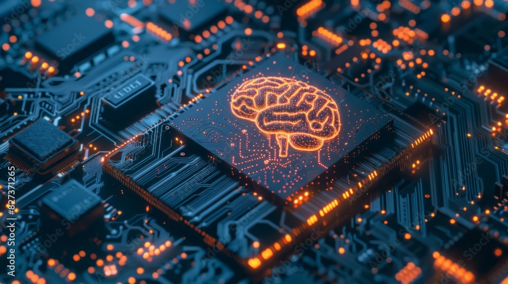 Poster A computer chip with a brain on it