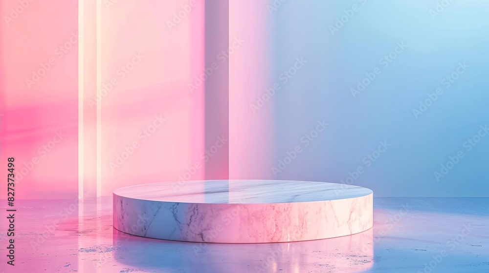 Poster abstract art of colored geometries and blocks on a transparent surface