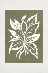 Fashionable illustration in vintage style. Pattern to print for wall decorations. Abstract botanical shapes. Generated by Ai