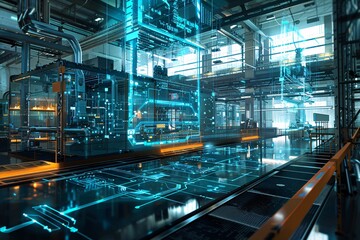 Fototapeta premium Advanced Manufacturing Facility: High-Tech Factory Floor