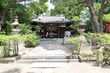 A Japanese shrine : a scene of the precincts of Yasui-jinjya Shrine in Osaka City