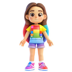 Colorful Cartoon Characters in Rainbow Apparel
