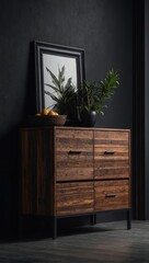 Modern Rustic Wood Credenza with Black Accents