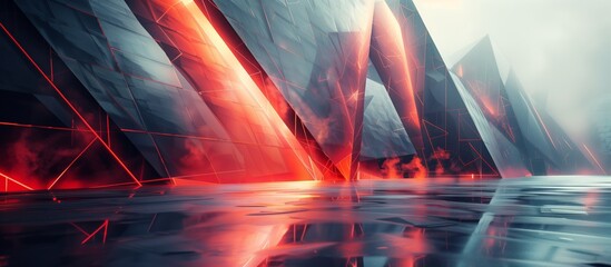 Naklejka premium Futuristic Abstract Architecture with Neon Lights 